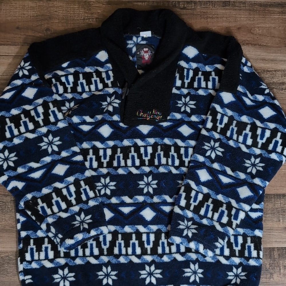 Vintage 90s TRO of Austria Fleece Pullover – Nordic Snowflake Ski Pattern XXL